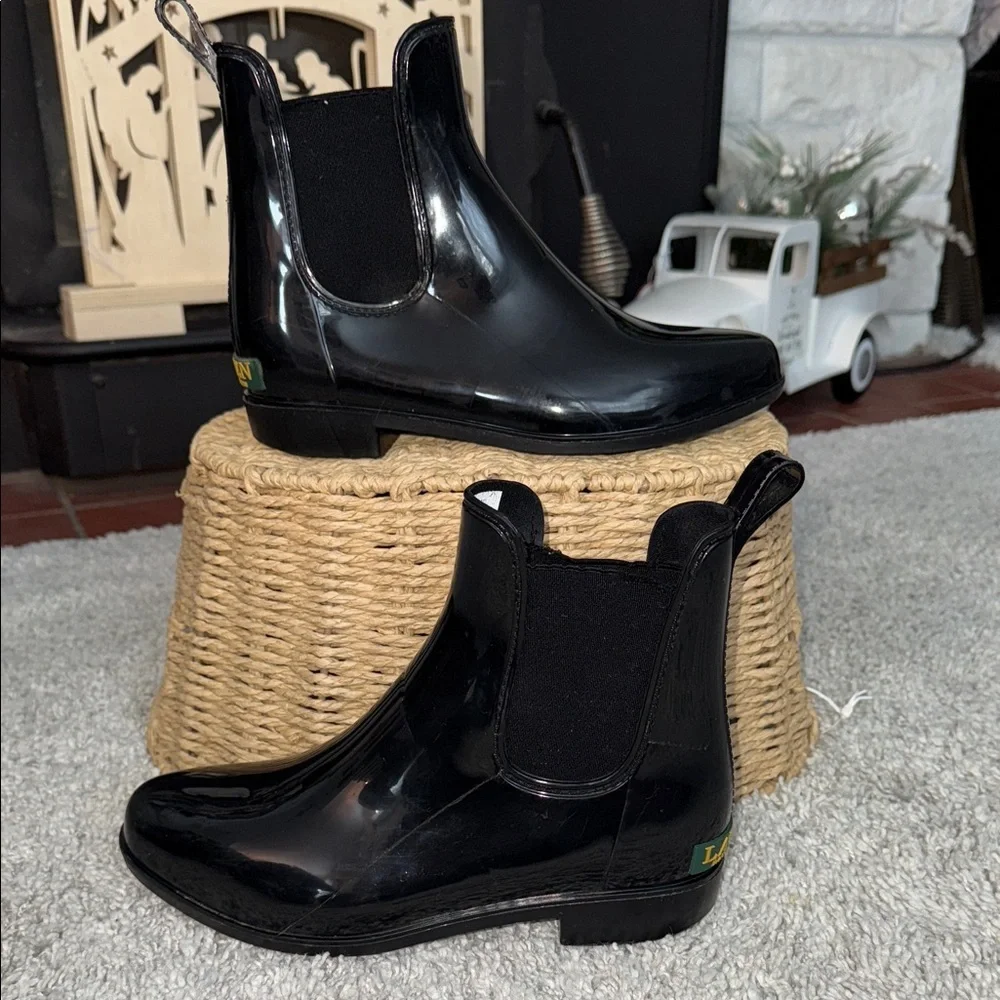 Lauren Ralph Lauren Tally Bo Rai Glossy Black Rain winter Boots women’s size 6 - Picture 3 of 10